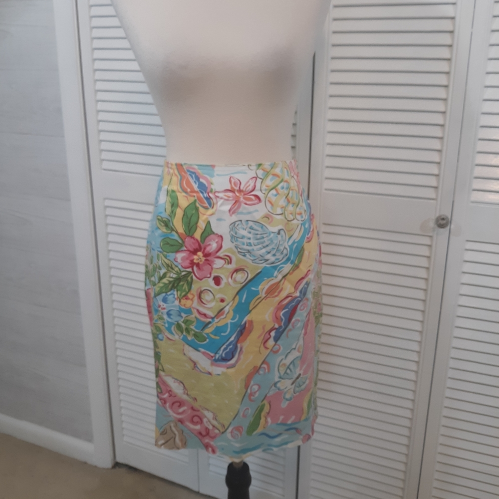 Talbots cotton Tropical Pencil skirt sz 8 *C4 - Picture 2 of 6